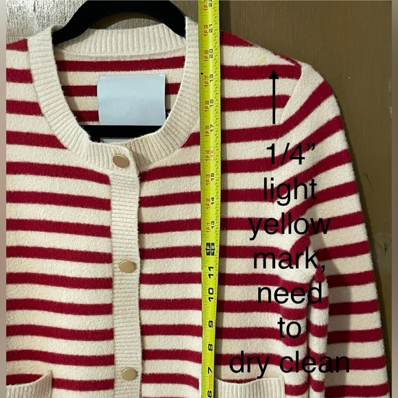 Anthropologie x NVLT Red & Cream Classic Striped Cardigan gold buttons, size XS - Picture 9 of 12